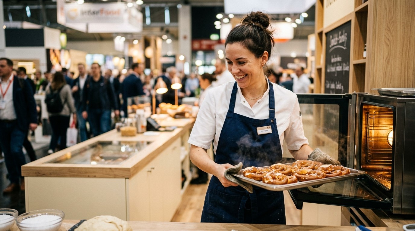 Marra Team beim Vor-Ort-Backen von Brezen auf einer Messe in Köln